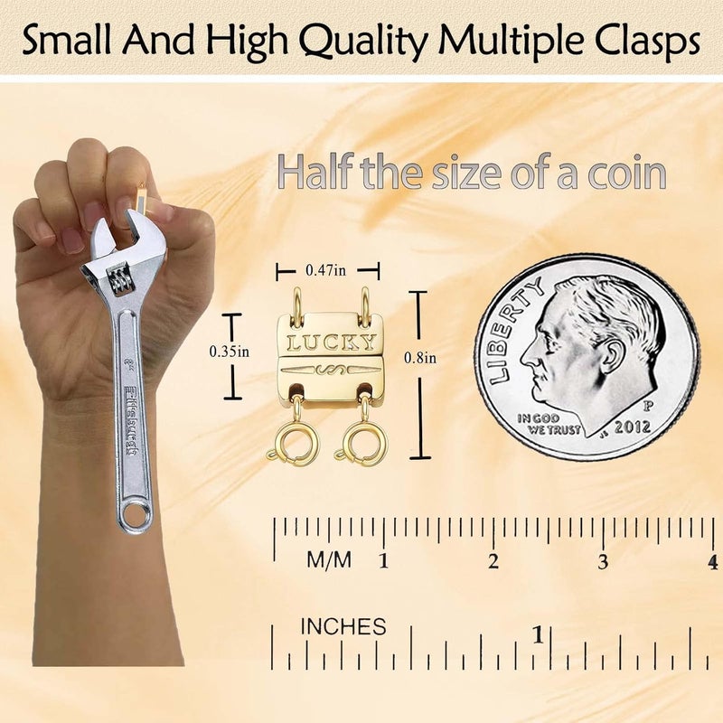 Qulltk Lucky Necklace Separator for Layering Strong Magnetic Clasps, 14K Gold and Silver Multiple Necklace Clasps for Layered Look - Image 3